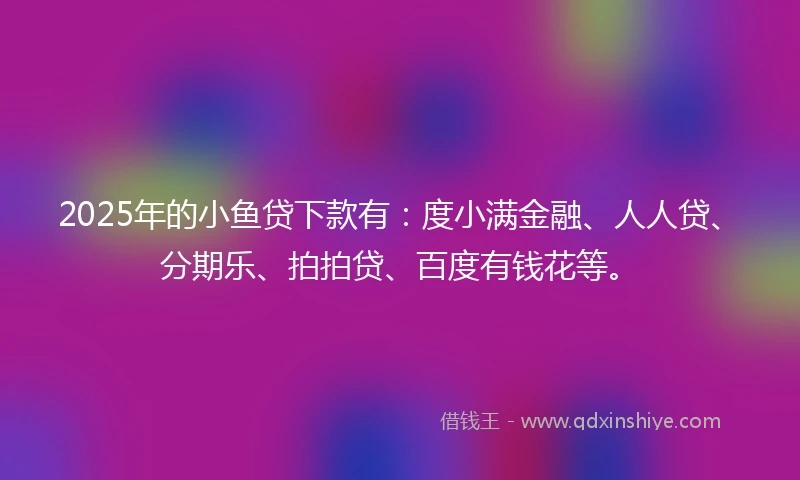2025年的小鱼贷下款有：度小满金融、人人贷、分期乐、拍拍贷、百度有钱花等。