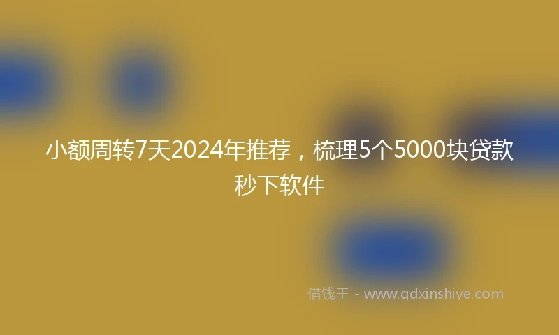小额周转7天2024年推荐，梳理5个5000块贷款秒下软件