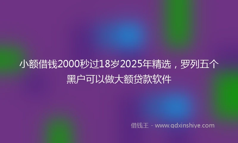 小额借钱2000秒过18岁2025年精选，罗列五个黑户可以做大额贷款软件
