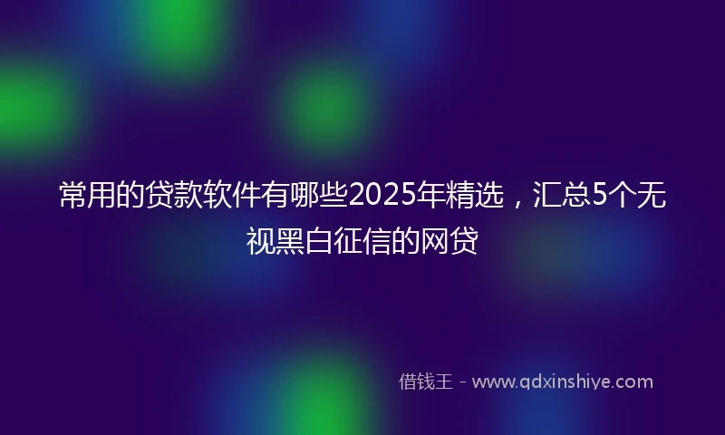 常用的贷款软件有哪些2025年精选，汇总5个无视黑白征信的网贷