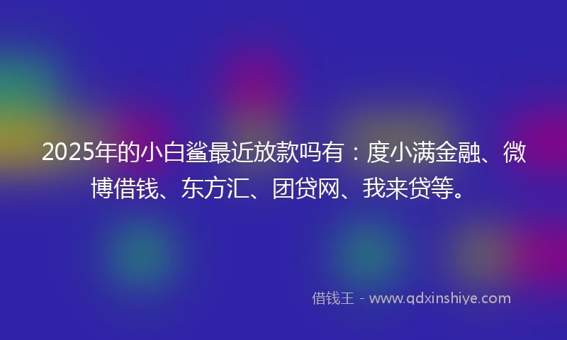 2025年的小白鲨最近放款吗有:度小满金融、微博借钱、东方汇、团贷网、我来贷等。