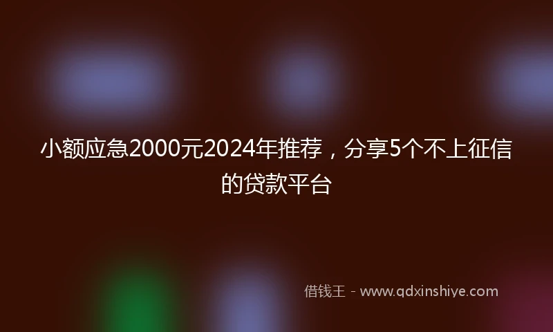 小额应急2000元2024年推荐，分享5个不上征信的贷款平台