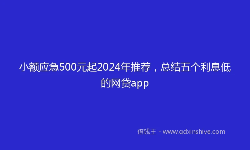 小额应急500元起2024年推荐，总结五个利息低的网贷app