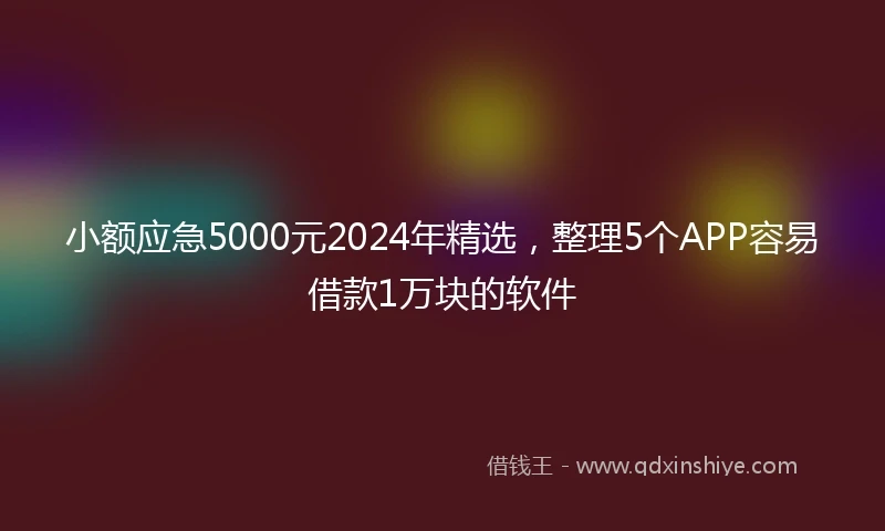 小额应急5000元2024年精选，整理5个APP容易借款1万块的软件