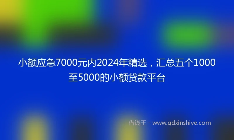 小额应急7000元内2024年精选，汇总五个1000至5000的小额贷款平台