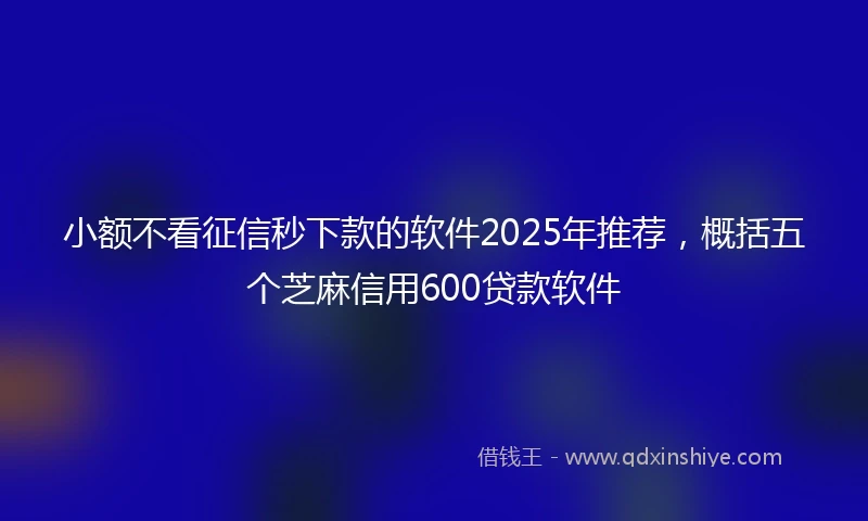 小额不看征信秒下款的软件2025年推荐，概括五个芝麻信用600贷款软件