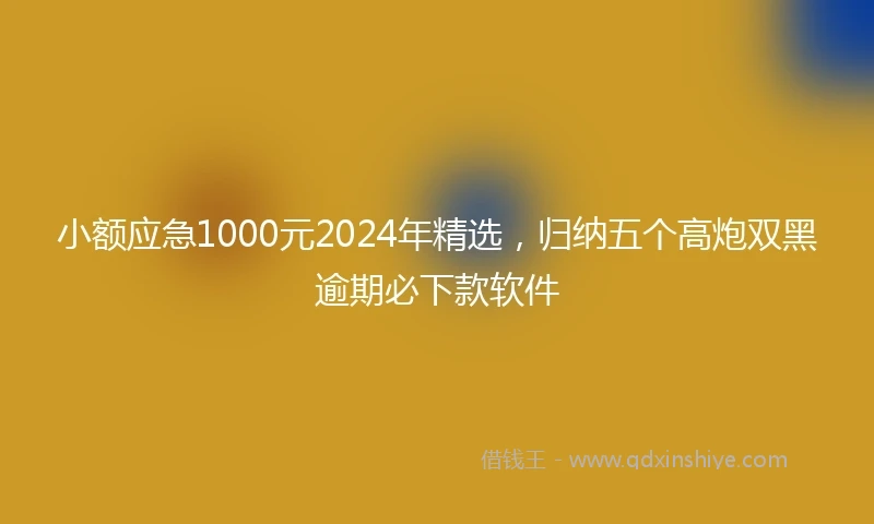 小额应急1000元2024年精选，归纳五个高炮双黑逾期必下款软件