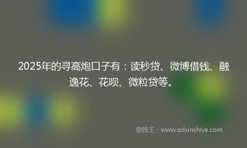 2025年的寻高炮口子有：读秒贷、微博借钱、融逸花、花呗、微粒贷等。