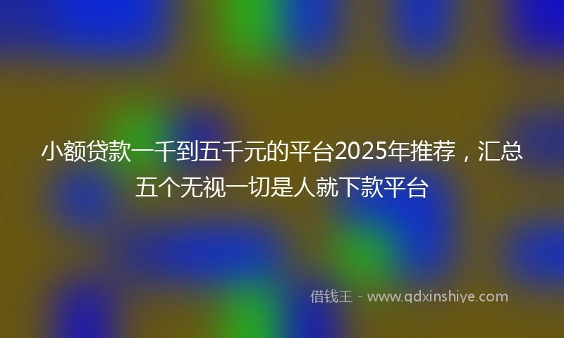 小额贷款一千到五千元的平台2025年推荐，汇总五个无视一切是人就下款平台