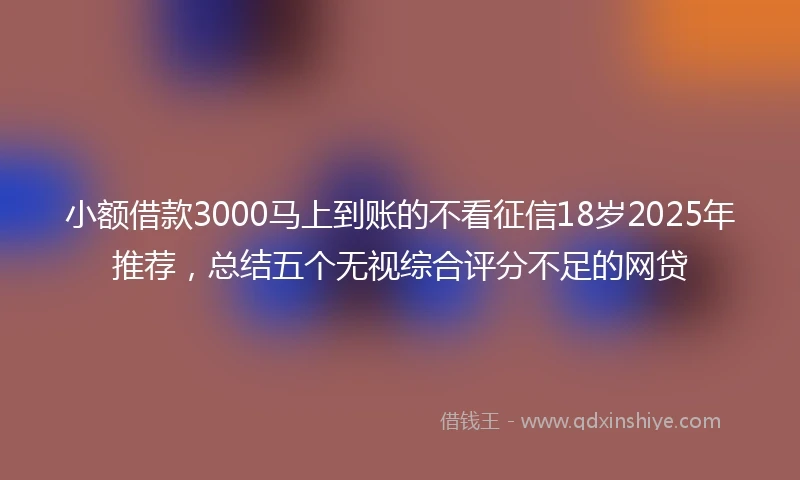 小额借款3000马上到账的不看征信18岁2025年推荐，总结五个无视综合评分不足的网贷