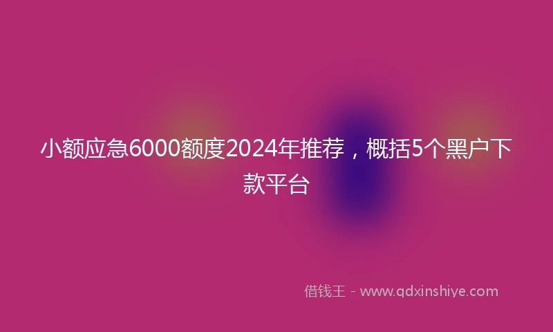 小额应急6000额度2024年推荐，概括5个黑户下款平台