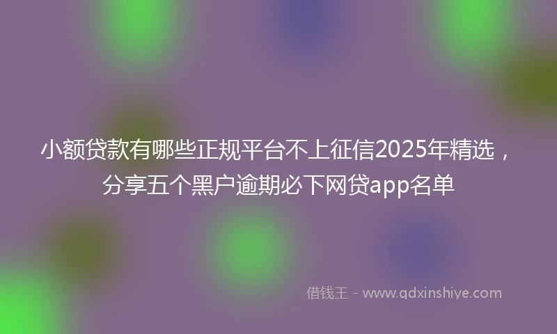 小额贷款有哪些正规平台不上征信2025年精选，分享五个黑户逾期必下网贷app名单