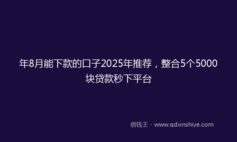 年8月能下款的口子2025年推荐，整合5个5000块贷款秒下平台