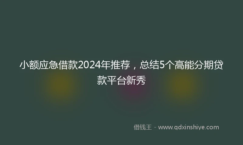 小额应急借款2024年推荐，总结5个高能分期贷款平台新秀