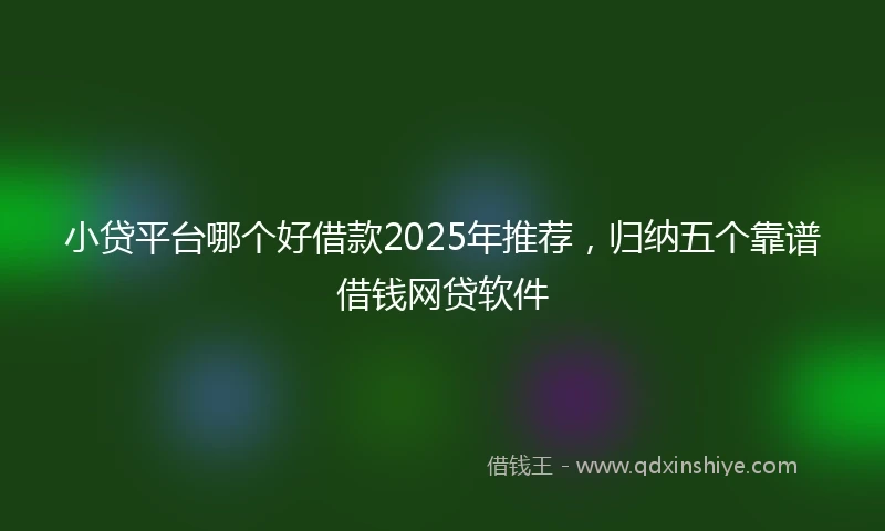 小贷平台哪个好借款2025年推荐，归纳五个靠谱借钱网贷软件