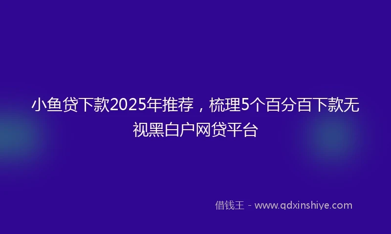 小鱼贷下款2025年推荐,梳理5个百分百下款无视黑白户网贷平台