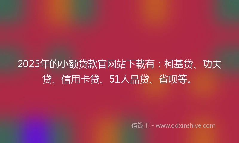2025年的小额贷款官网站下载有：柯基贷、功夫贷、信用卡贷、51人品贷、省呗等。