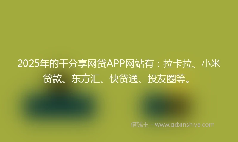 2025年的干分享网贷APP网站有：拉卡拉、小米贷款、东方汇、快贷通、投友圈等。