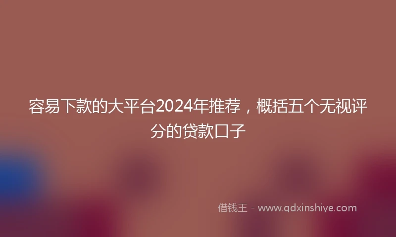 容易下款的大平台2024年推荐，概括五个无视评分的贷款口子