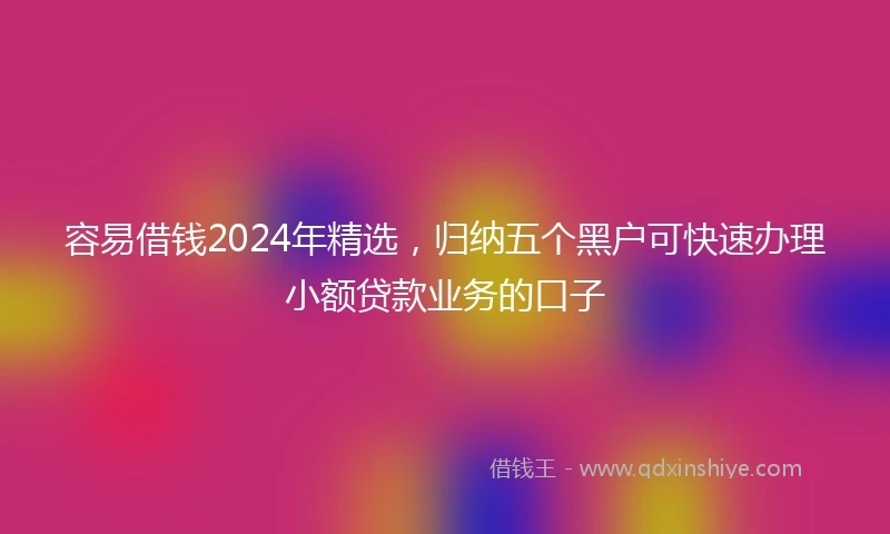 容易借钱2024年精选，归纳五个黑户可快速办理小额贷款业务的口子