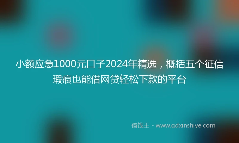 小额应急1000元口子2024年精选，概括五个征信瑕疵也能借网贷轻松下款的平台