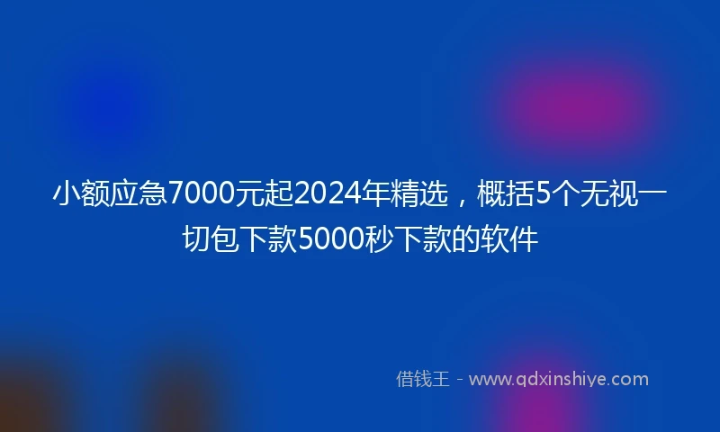 小额应急7000元起2024年精选，概括5个无视一切包下款5000秒下款的软件