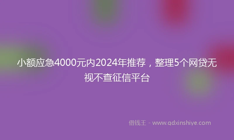 小额应急4000元内2024年推荐，整理5个网贷无视不查征信平台
