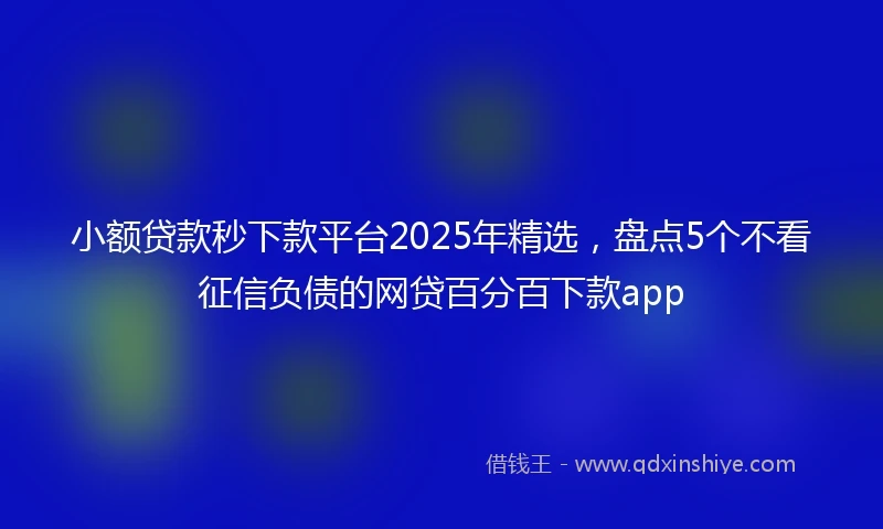 小额贷款秒下款平台2025年精选，盘点5个不看征信负债的网贷百分百下款app