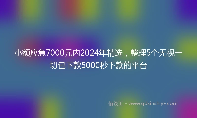 小额应急7000元内2024年精选，整理5个无视一切包下款5000秒下款的平台