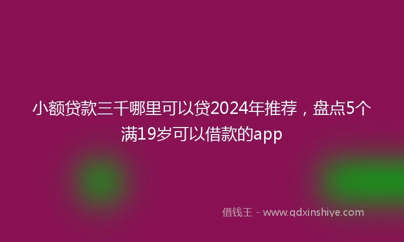 小额贷款三千哪里可以贷2024年推荐，盘点5个满19岁可以借款的app