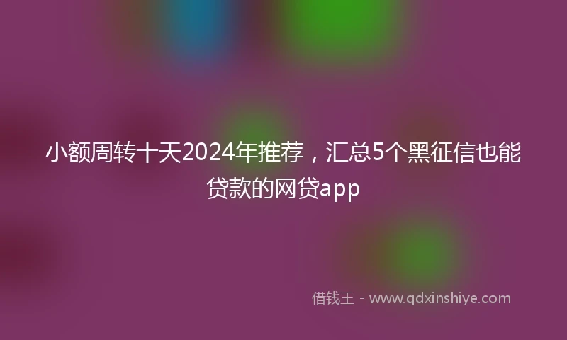 小额周转十天2024年推荐，汇总5个黑征信也能贷款的网贷app