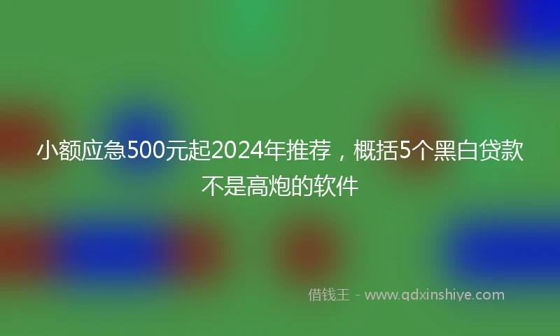 小额应急500元起2024年推荐，概括5个黑白贷款不是高炮的软件