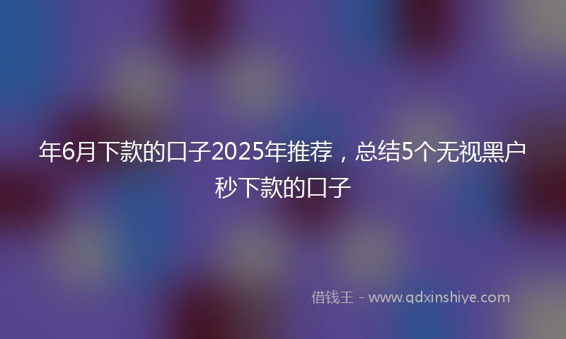 年6月下款的口子2025年推荐，总结5个无视黑户秒下款的口子