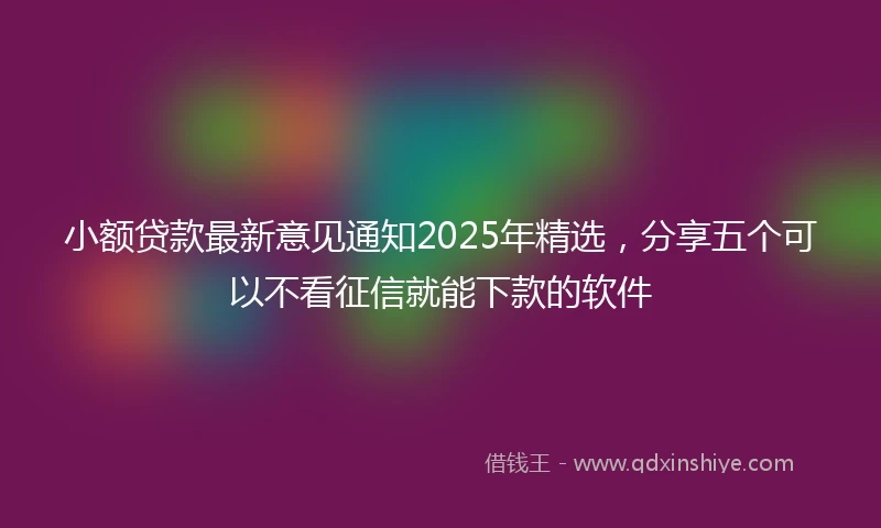 小额贷款最新意见通知2025年精选，分享五个可以不看征信就能下款的软件