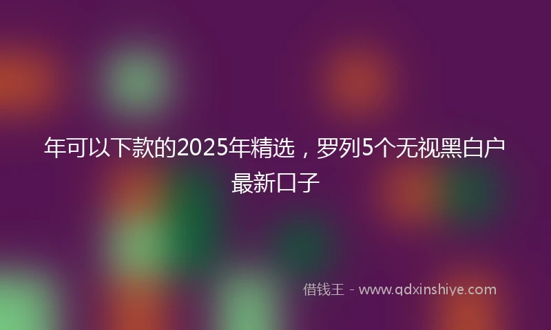 年可以下款的2025年精选，罗列5个无视黑白户最新口子