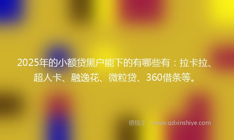 2025年的小额贷黑户能下的有哪些有：拉卡拉、超人卡、融逸花、微粒贷、360借条等。