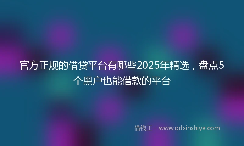 官方正规的借贷平台有哪些2025年精选，盘点5个黑户也能借款的平台