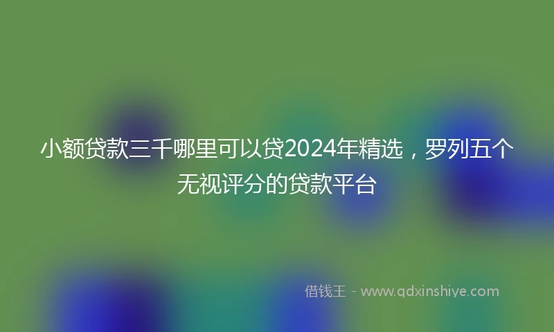 小额贷款三千哪里可以贷2024年精选，罗列五个无视评分的贷款平台