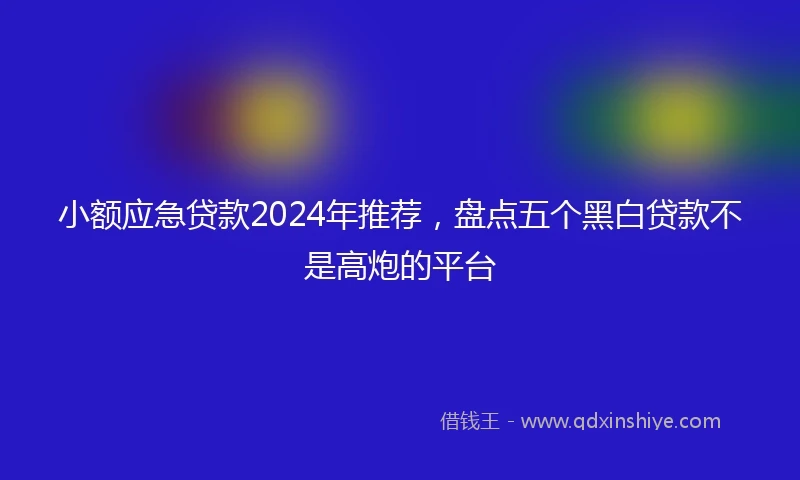 小额应急贷款2024年推荐,盘点五个黑白贷款不是高炮的平台
