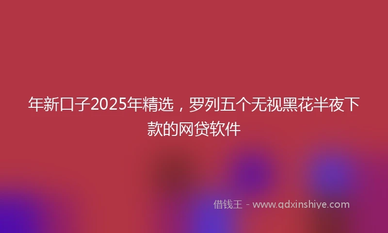 年新口子2025年精选，罗列五个无视黑花半夜下款的网贷软件