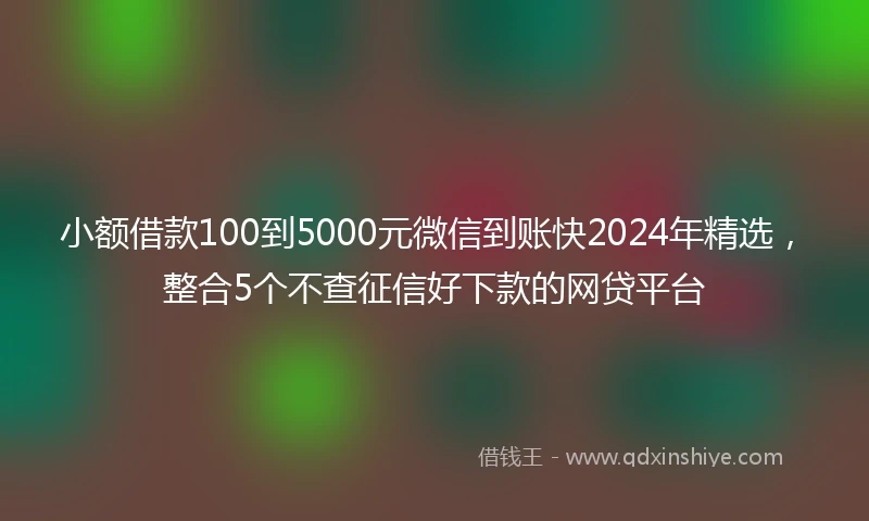 小额借款100到5000元微信到账快2024年精选，整合5个不查征信好下款的网贷平台