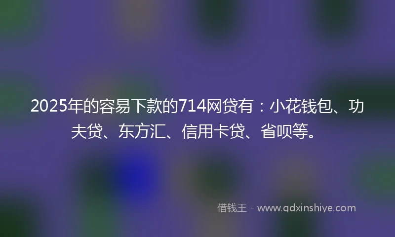 2025年的容易下款的714网贷有：小花钱包、功夫贷、东方汇、信用卡贷、省呗等。