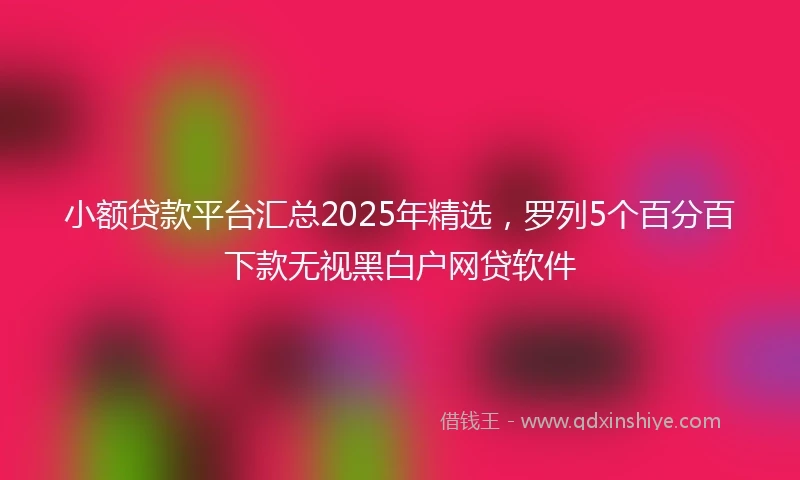 小额贷款平台汇总2025年精选，罗列5个百分百下款无视黑白户网贷软件