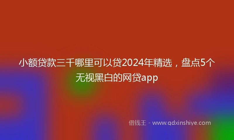 小额贷款三千哪里可以贷2024年精选，盘点5个无视黑白的网贷app