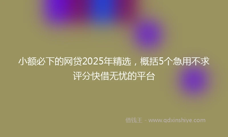 小额必下的网贷2025年精选，概括5个急用不求评分快借无忧的平台