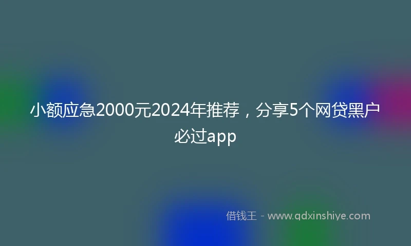 小额应急2000元2024年推荐，分享5个网贷黑户必过app