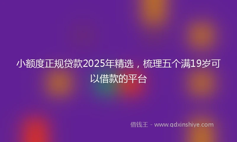 小额度正规贷款2025年精选，梳理五个满19岁可以借款的平台