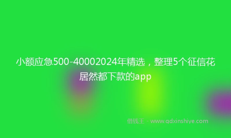 小额应急500-40002024年精选，整理5个征信花居然都下款的app