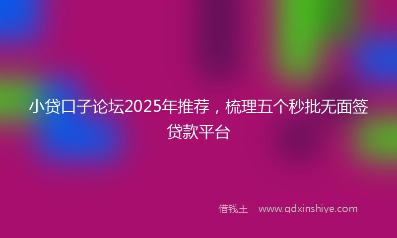 小贷口子论坛2025年推荐，梳理五个秒批无面签贷款平台