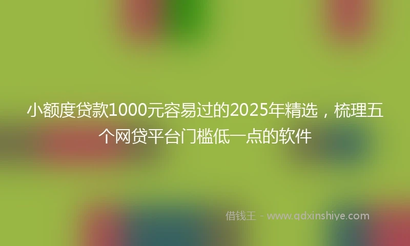 小额度贷款1000元容易过的2025年精选，梳理五个网贷平台门槛低一点的软件